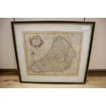 Emanuel Bowen, coloured engraving, Map of the Island of Barbadoes, 37 x 44.5cm