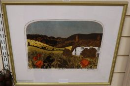 Robert Tavener (1920-2004), limited edition print, Cottage and Downs, signed, numbered 1/4, 27 x