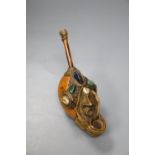 After Salvador Dali smoking pipe, made of a gourd, clay and hardstone mounted, signed