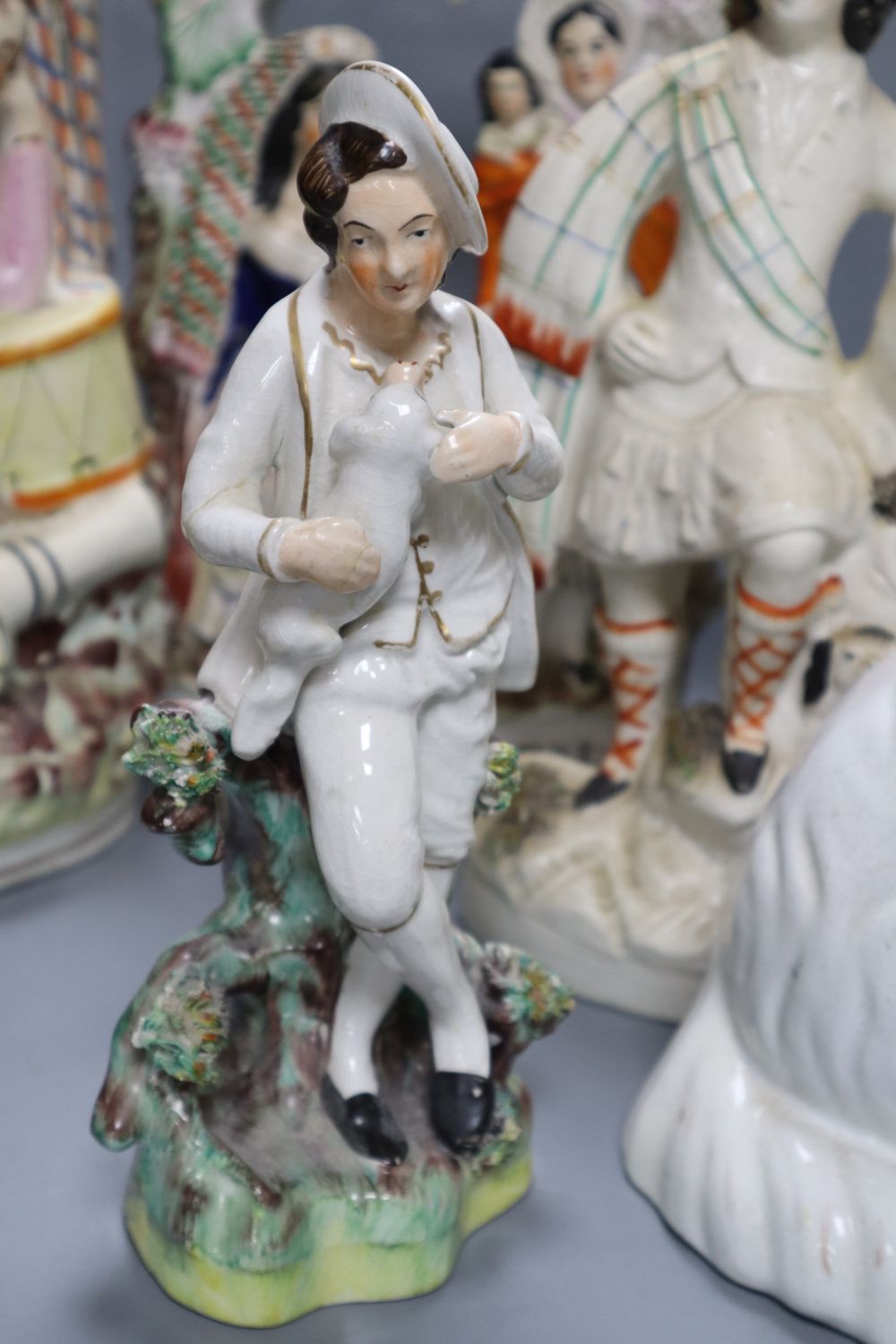 A collection of Staffordshire figures, including a flatback entitled 'Fortune Teller', height - Image 3 of 9