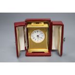 A cased Pontifa carriage timepiece, height 11.5cm incl. case