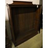 A Victorian oak open bookcase, width 121cm, depth 33cm, height 150cm