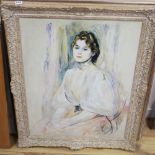 After Pierre-Auguste Renoir, oil on canvas, Portrait of Mademoiselle Yvonne Lorelle, bears