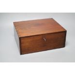 A mahogany file box, with key, height 13cm width 32cm