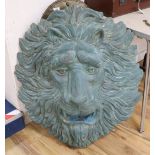 A large fibre glass lion mask fountain head, height 88cm