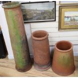 Two terracotta chimney pots and a Rhubarb forcing pot (3)