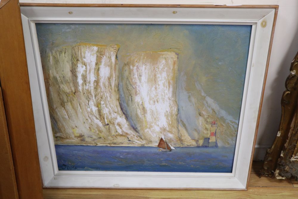 John Owen, oil on board, 'Beachy Head', signed, 61 x 74cm