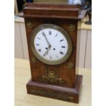 A French mantel clock, convex enamelled dial, Japy Freres bell-striking movement, with gilt brass