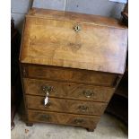 An early 20th century George I style walnut bureau, width 66cm, depth 40cm, height 100cm