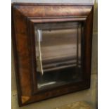 A Queen Anne burr walnut cushion framed rectangular wall mirror, width 39cm, 43cm high