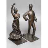 S. Mitchell. A pair of bronze Spanish dancers, dark patination, height 38cm