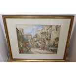 Charles Cattermole (1832-1900), Street scene with equestrian and other figures, signed, watercolour,