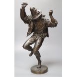 Jean Jacques Feuchere (1807-1852), bronze, Sword Dancer, foundry E. de LaBroue, signed to circular