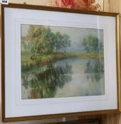 Frederick Mercer, R.B.S.A (1850-1939), watercolour, Landscape with pond, signed, 35 x 45cm