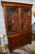 A Georgian style mahogany glazed bookcase, width 116cm, depth 44cm, height 194cm