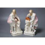 A pair of Derby figures, Shakespeare and Milton, early 19th century, height 25cm
