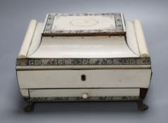 An early 19th century Anglo-Indian Vizagapatam dressing table box, of sarcophagus form, with lion