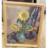 Ferdinand Stammhammer (Austrian 1901-1973), still life of sunflowers in a jug, signed top left,