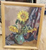 Ferdinand Stammhammer (Austrian 1901-1973), still life of sunflowers in a jug, signed top left,
