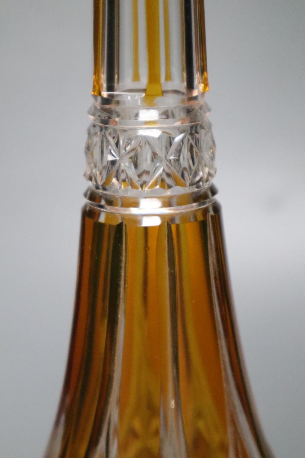 A tall amber-flashed glass decanter and clear stopper, height 48cm - Image 3 of 5