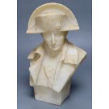 An alabaster bust of Napoleon, height 37cm