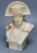 An alabaster bust of Napoleon, height 37cm