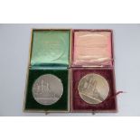 A 1920's silver ladies golfing medal and another similar bronze medal, both boxed