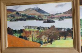 Louise Turpin (b.1947), oil on canvas, Derwent, signed and dated 1996, 59 x 90cm