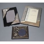 Three assorted modern mounted photograph frames including two silver, largest 20.2cm.