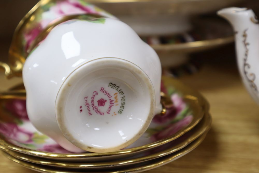 A Royal Albert Old Country Rose part tea set and a Crown Derby coffee set, two Derby comports etc. - Image 5 of 5