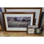Five cricketing prints, including 'The Cricket Match between Sussex and Kent at Brighton' after