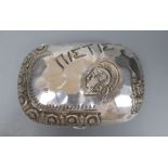 A Victorian silver mounted ovoid purse, decorated with Greek bust's, Levy & Salaman, Birmingham,