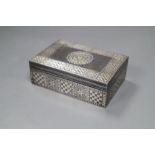 An Indian bidriware silver inlaid box, width 12cm