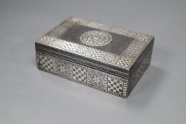 An Indian bidriware silver inlaid box, width 12cm