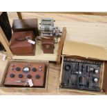 An early 20th century Wheatstone Bridge Precision Resistance OHMS Unit and sundry other vintage