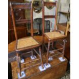 A pair of Regency provincial cane seat correction chairs (one cut down)