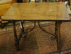 A Spanish rectangular walnut side table, width 86cm, depth 49cm, height 71cm