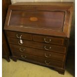 An Edwardian inlaid mahogany bureau, width 102cm, depth 53cm, height 108cm