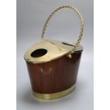 A 19th century padouk and brass two bottle wine cooler bucket, overall height 44cm