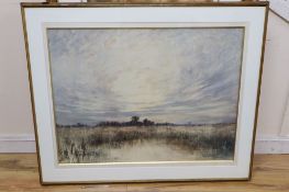 Herbert John Finn (b.1861), watercolour, A fenland landscape, signed and dated 1925, 64 x 86cm