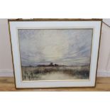 Herbert John Finn (b.1861), watercolour, A fenland landscape, signed and dated 1925, 64 x 86cm