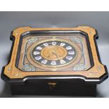 A French inlaid wall clock, spring-driven gong-striking movement, with pendulum, 50cm sq.