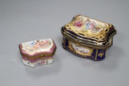 A Sèvres style porcelain box and another box