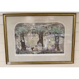 Graham Clarke (b. 1941), signed limited edition coloured etching, 'Quite Cricket', No. 113/400, 37 x