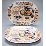 Two 19th century Ironstone dishes, length 24cmCONDITION: Both structurally good, but considerably