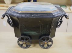 A Victorian painted toleware coal or log bin, width 62cm