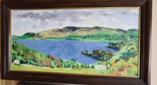 Louise Turpin (b.1947), oil on canvas, Derwent Water, signed and dated '98, 54 x 110cm