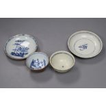 A Chinese Nanking Cargo Batavia tea bowl and saucer and Tek Sing Cargo blue and white tea bowl and