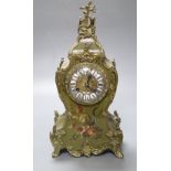 A Vernis Martin style mantel clock, with ormolu mounts, Japy Freres gong-striking movement, height