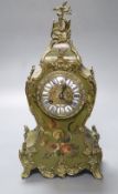 A Vernis Martin style mantel clock, with ormolu mounts, Japy Freres gong-striking movement, height